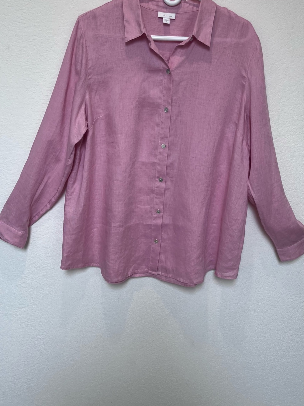 J Jill Relaxed Pink Linen Button-Down Shirt